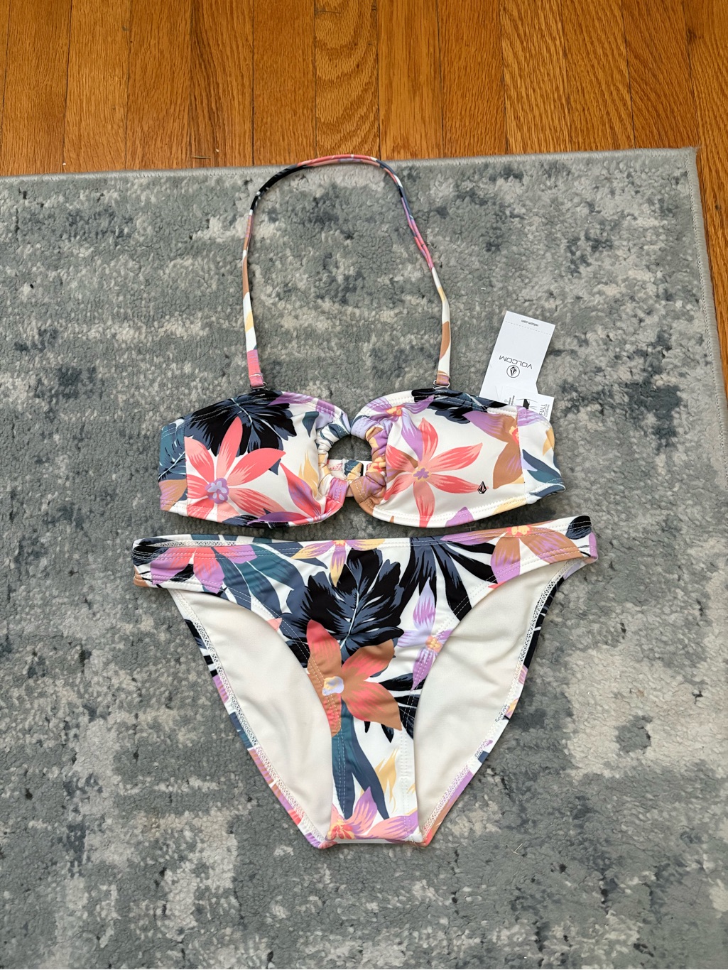 Nwt! Volcom Tropicabana Two-Piece Ring Bandeau Bikini Set, Women’s Xs